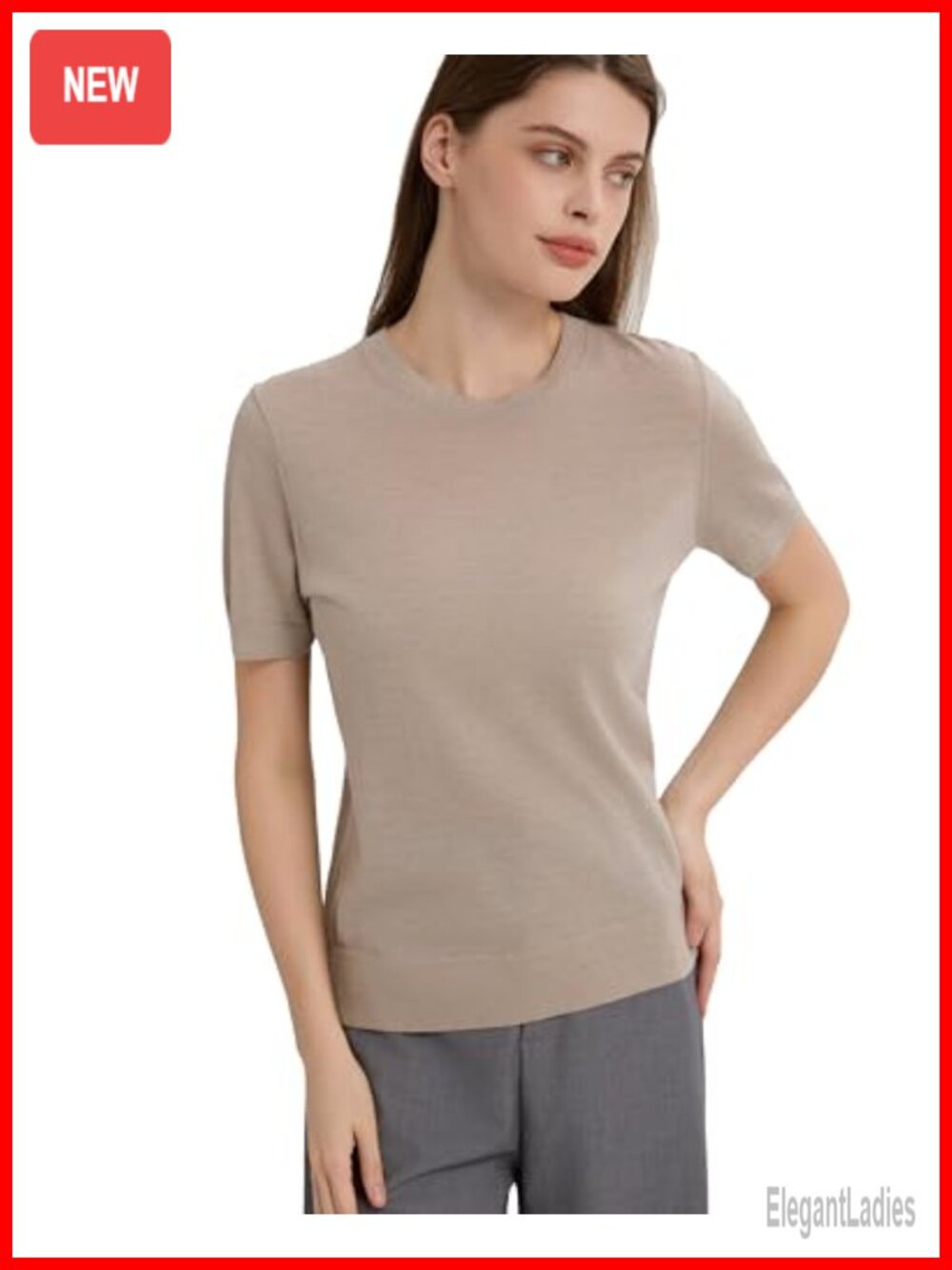 Women's 100% Merino Wool Short Sleeve Crewneck Sweater